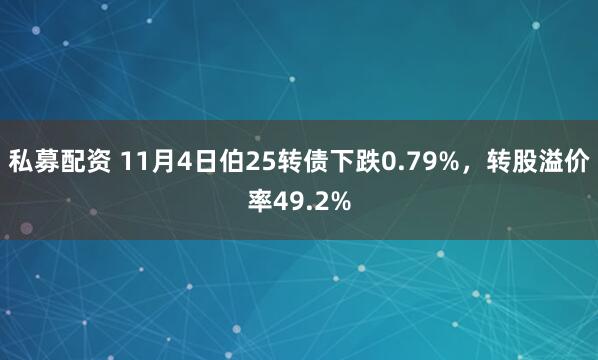私募配资 11月4日伯25转债下跌0.79%，转股溢价率49.2%