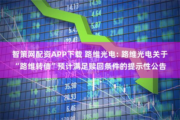 智策网配资APP下载 路维光电: 路维光电关于“路维转债”预计满足赎回条件的提示性公告